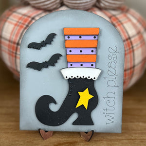 Small Arched Signs / Halloween/ Witch Boot