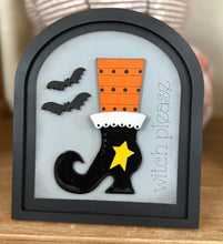 Load image into Gallery viewer, Small Arched Signs / Halloween/ Witch Boot

