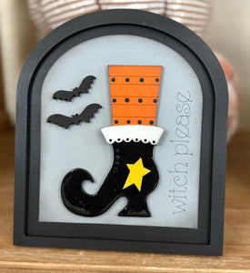 Small Arched Signs / Halloween/ Witch Boot