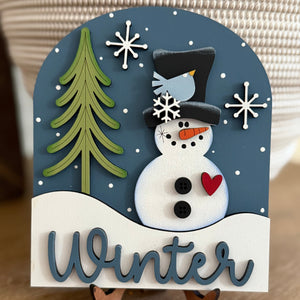 Small Arched Signs / Winter/ Snowman